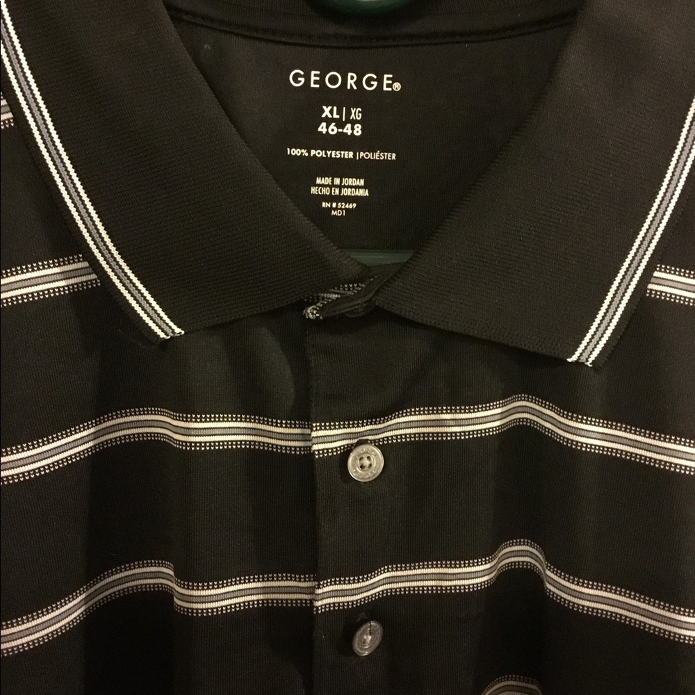 BNWOT Men’s George Black Polo Shirt Size XL/XG 46-48
